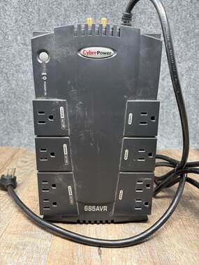 CyberPower CP685AVR 8-Outlet UPS Battery Backup Surge Protector Powers On